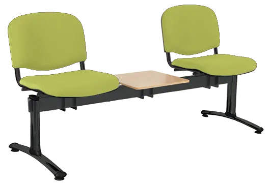 CL - 23 + D, čalouněná lavice do čekárny, 2-sedák, stolek, koženka AN - 079 citrónově zelená, kostra černá